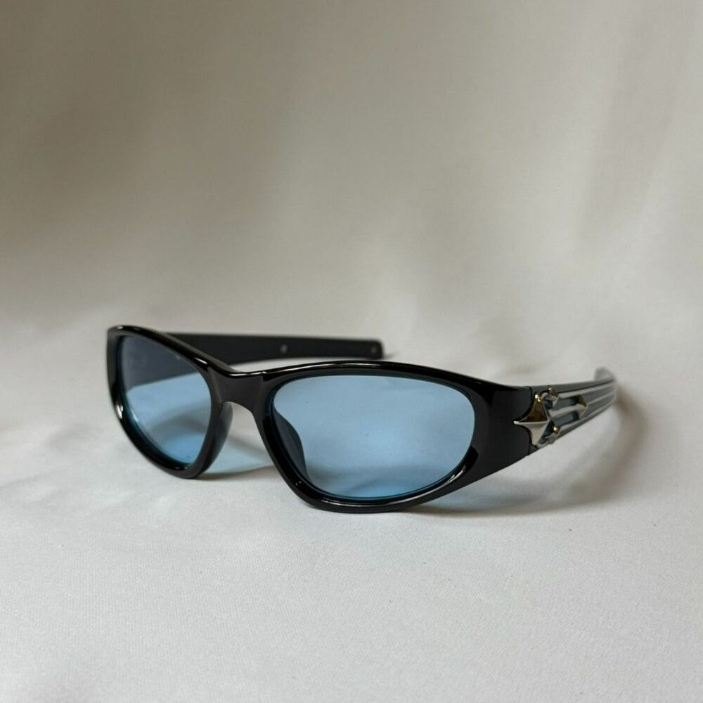 Retro Y2K-Inspired Wrap Around Blue Sunglasses - Unisex